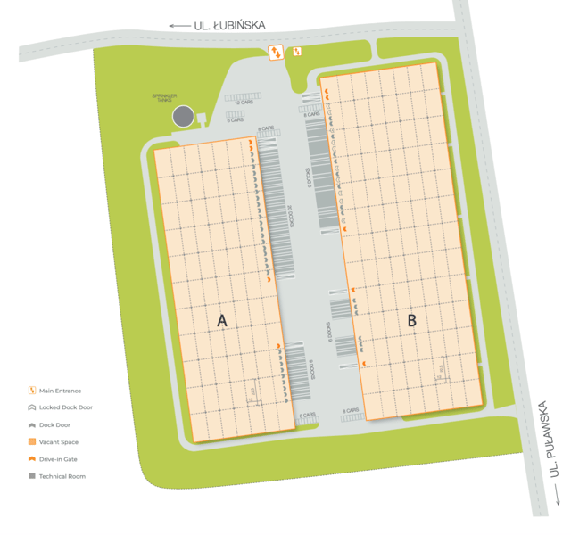 Magazyny Mapletree Park Kalwaria II, Warszawa - magazyny do wynajęcia. Plan zagospodarowania.