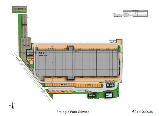 Magazyny Prologis Park Gliwice, Górny Śląsk - magazyny do wynajęcia. Plan zagospodarowania.