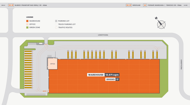 Magazyny EQT Park Słubice II, Polska Zachodnia - magazyny do wynajęcia. Plan zagospodarowania.