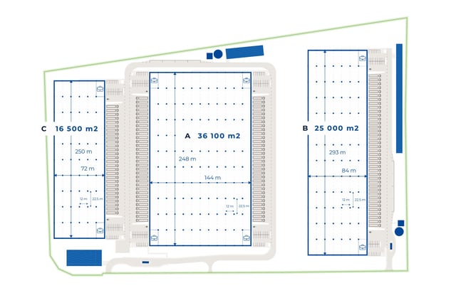 Warehouses Hillwood Dąbrowa Górnicza, Górny Śląsk - warehouses for rent. Site plan.
