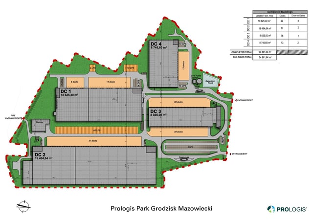 Magazyny Prologis Park Grodzisk, Warszawa - magazyny do wynajęcia. Plan zagospodarowania.