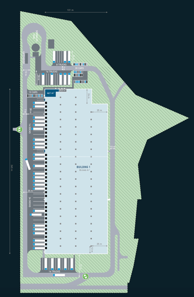 Magazyny Logicor Poznań III, Poznań - magazyny do wynajęcia. Plan zagospodarowania.