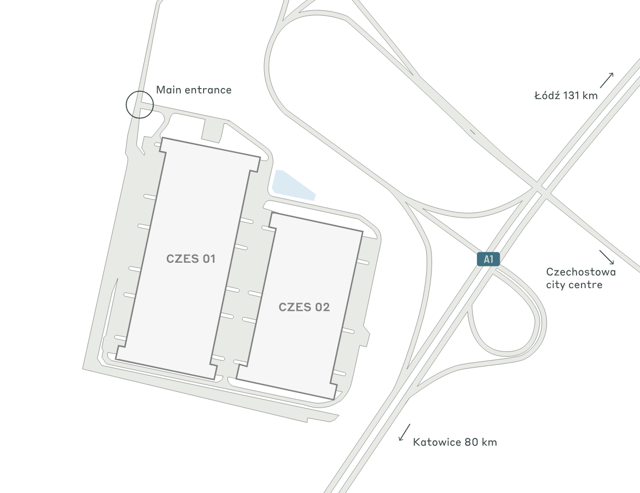 Warehouses CTPark Częstochowa, Górny Śląsk - warehouses for rent. Site plan.