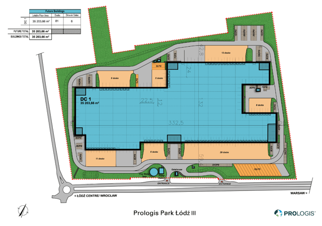 Magazyny Prologis Park Łódź III, Polska Centralna - magazyny do wynajęcia. Plan zagospodarowania.