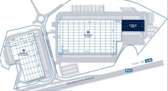 Magazyny Hillwood Częstochowa - Miasto, Górny Śląsk - magazyny do wynajęcia. Plan zagospodarowania.