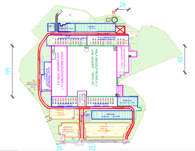Magazyny Platinet Logistics Niepołomice, Kraków - magazyny do wynajęcia. Plan zagospodarowania.