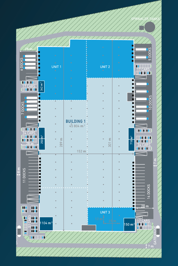 Magazyny Logicor Poznań I, Poznań - magazyny do wynajęcia. Plan zagospodarowania.
