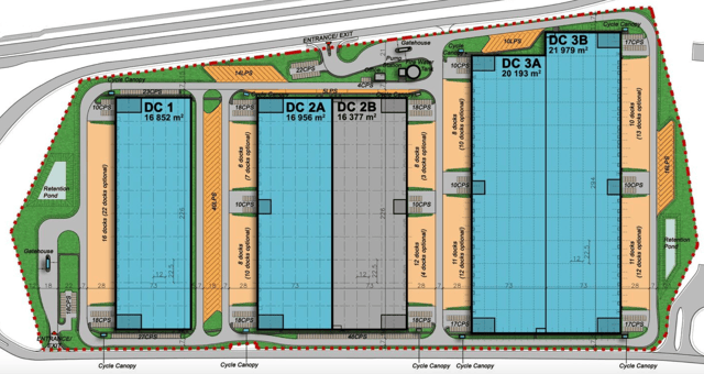 Magazyny Prologis Park Łódź, Polska Centralna - magazyny do wynajęcia. Plan zagospodarowania.