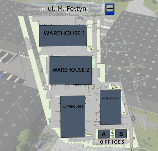 Warehouses TG Park, Warszawa - warehouses for rent. Site plan.