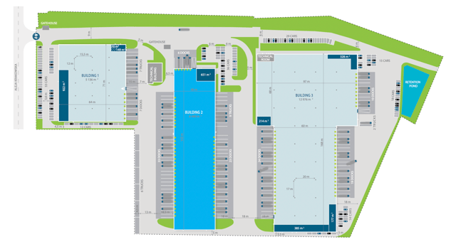 Magazyny Logicor Łazy, Warszawa - magazyny do wynajęcia. Plan zagospodarowania.