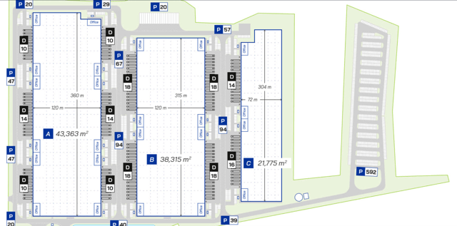 Magazyny Panattoni Park Iłowa II, Polska Zachodnia - magazyny do wynajęcia. Plan zagospodarowania.