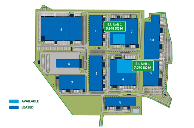 Magazyny GLP Kraków Airport Logistics Centre, Kraków - magazyny do wynajęcia. Plan zagospodarowania.