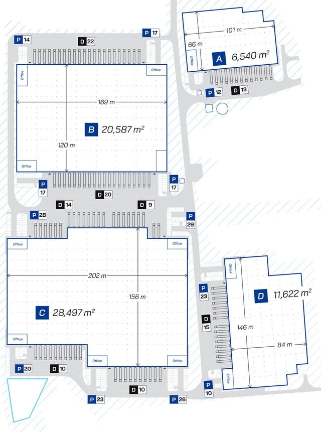 Magazyny City Logistics Katowice, Górny Śląsk - magazyny do wynajęcia. Plan zagospodarowania.