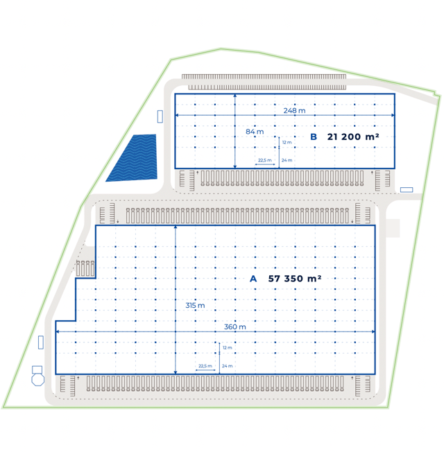 Magazyny Centrum logistyczne Hillwood Silesia A1 South, Górny Śląsk - magazyny do wynajęcia. Plan zagospodarowania.