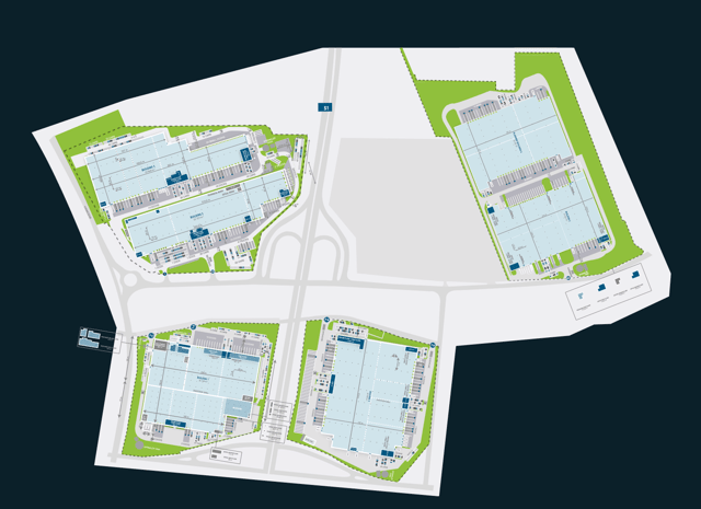 Warehouses Logicor Mysłowice, Górny Śląsk - warehouses for rent. Site plan.