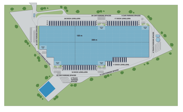 Magazyny Panattoni Park Krosno, Rzeszów - magazyny do wynajęcia. Plan zagospodarowania.