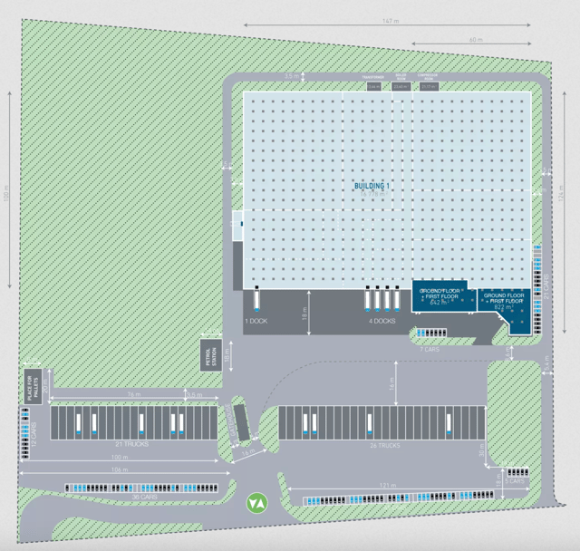 Magazyny Logicor Częstochowa, Górny Śląsk - magazyny do wynajęcia. Plan zagospodarowania.