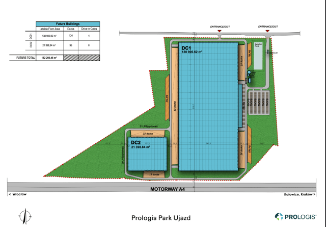 Warehouses Prologis Park Ujazd, Opole - warehouses for rent. Site plan.