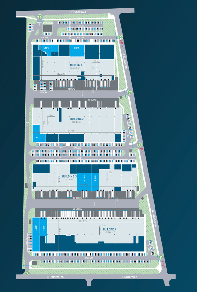 Magazyny Logicor Okęcie, 02-285 Warszawa - magazyny do wynajęcia. Plan zagospodarowania.