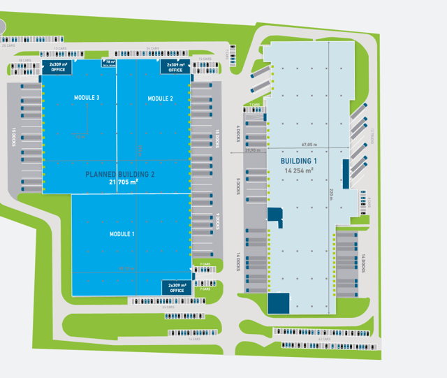 Magazyny Logicor Święcice II, Warszawa - magazyny do wynajęcia. Plan zagospodarowania.