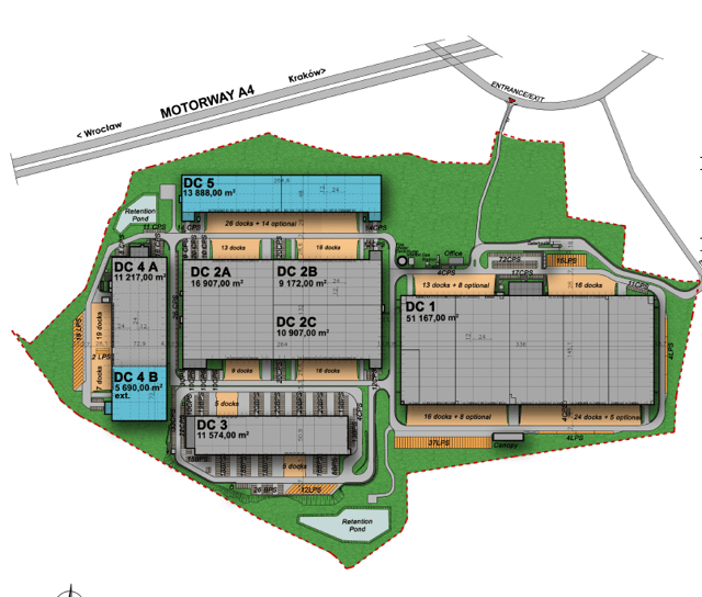 Warehouses Prologis Park Ruda Śląska, Górny Śląsk - warehouses for rent. Site plan.