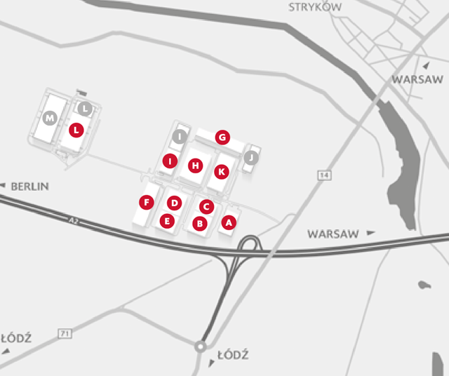 Magazyny SEGRO Logistics Park Stryków, Polska Centralna - magazyny do wynajęcia. Plan zagospodarowania.