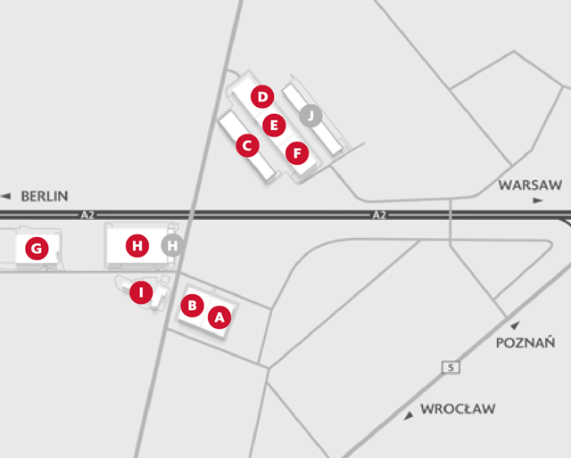 Magazyny SEGRO Logistics Park Poznań Komorniki, Poznań - magazyny do wynajęcia. Plan zagospodarowania.