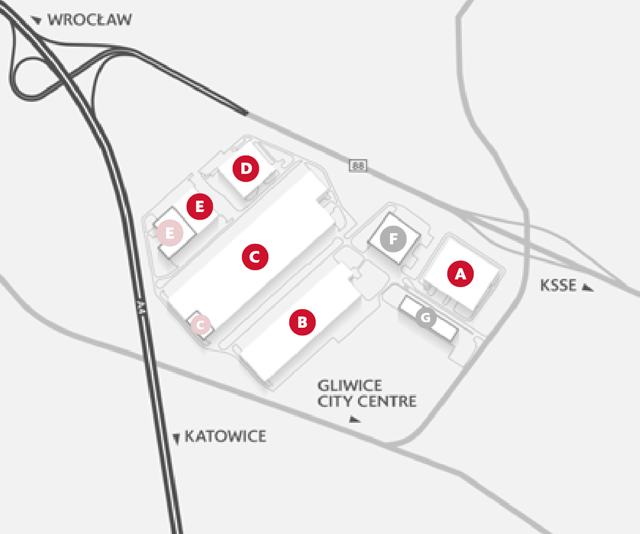 Magazyny SEGRO Logistics Park Gliwice, Górny Śląsk - magazyny do wynajęcia. Plan zagospodarowania.