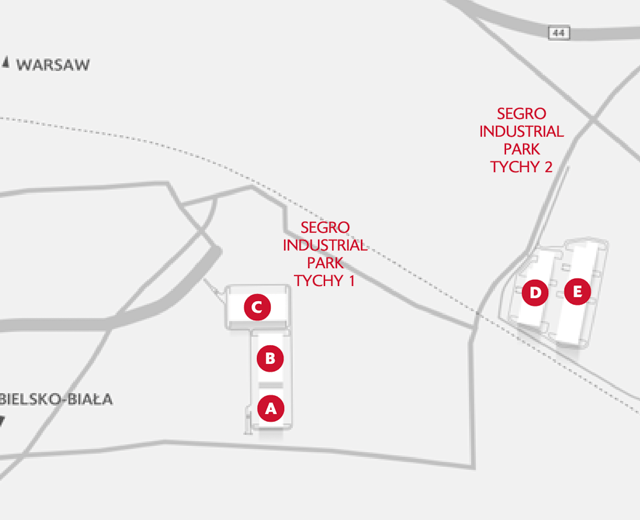 Magazyny SEGRO Park Tychy Strefowa, Górny Śląsk - magazyny do wynajęcia. Plan zagospodarowania.