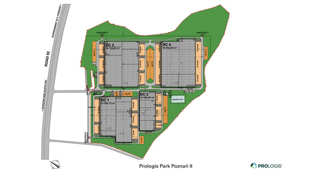 Warehouses Prologis Park Poznań II, Poznań - warehouses for rent. Site plan.