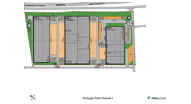 Warehouses Prologis Park Poznań I, Poznań - warehouses for rent. Site plan.