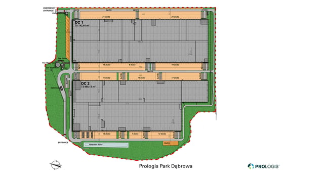 Warehouses Prologis Park Dąbrowa, Górny Śląsk - warehouses for rent. Plan zagospodarowania.